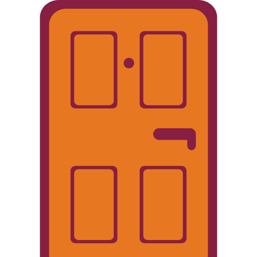maroon and orange door