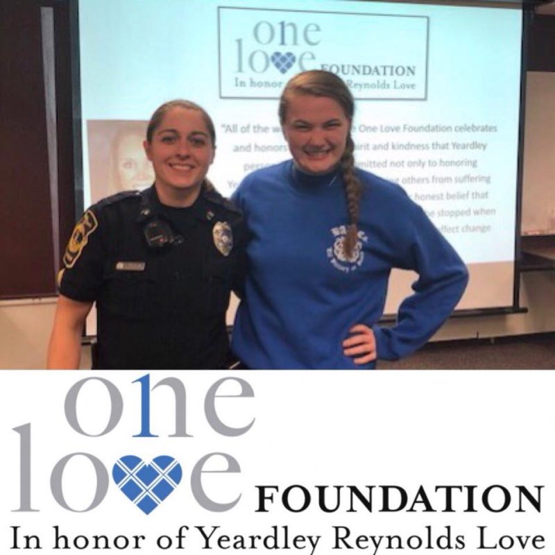 Sergeant Kendrah Cline with a One Love facilitator